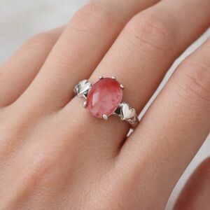 TERRA GEMMS Studio Series Pink Stone Heart Detail Ring Size 7 Gift Boxed
